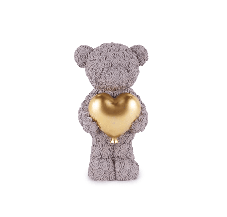 Orsetto cuore cm.9x16 grigio - d19066