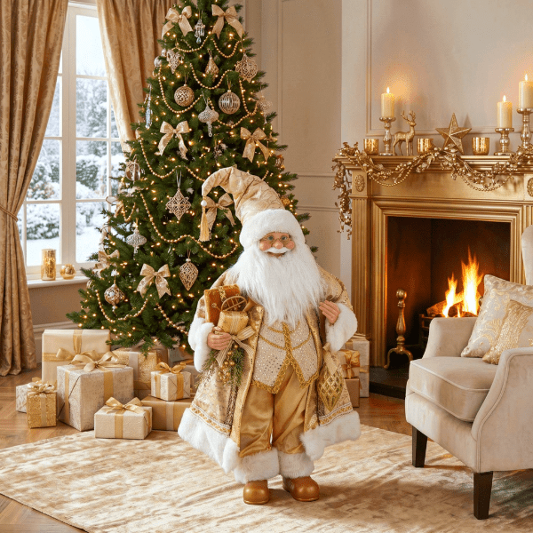 Babbo Natale Oro Con Pallina Natalizia H.60cm. - d19315