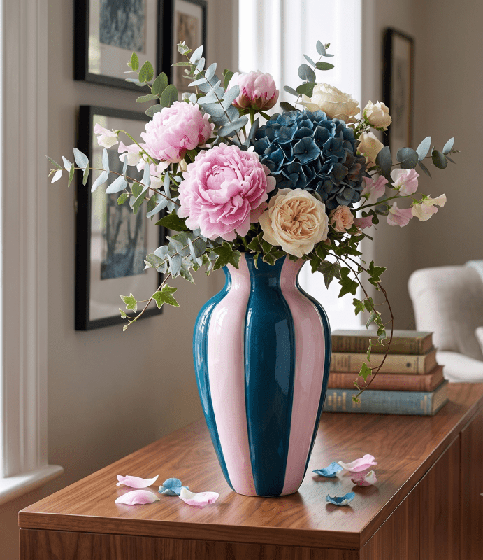 Vaso in Vetro Rosa Ottanio d 17 h 30 cm - d19374