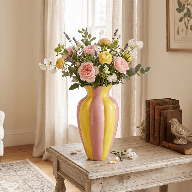 Vaso in Vetro Rosa Limone d 17 h 30 cm - d19376