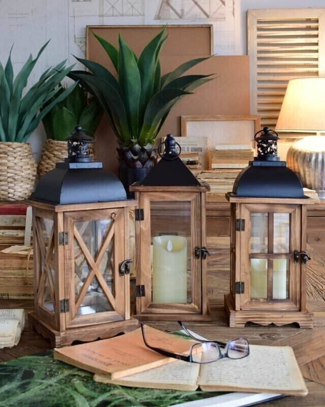 Set tre lanterne classic wood - 56.3693