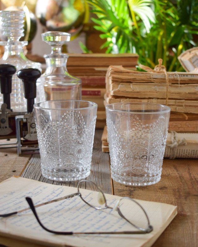 Set 6 bicchieri acqua vetro trasparente decorato - 57.1904