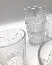 Set 6 bicchieri acqua vetro trasparente decorato - 57.1904