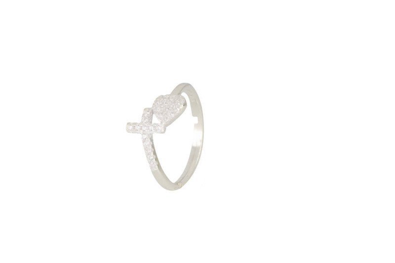 Anelli argento 925 cuore + croce - rodio - agan062zc