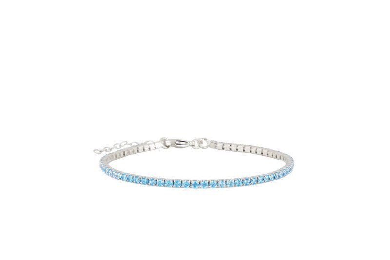 Bracciale argento 925 tennis blu chiaro 2,5mm - rodio - agbr008t4bc