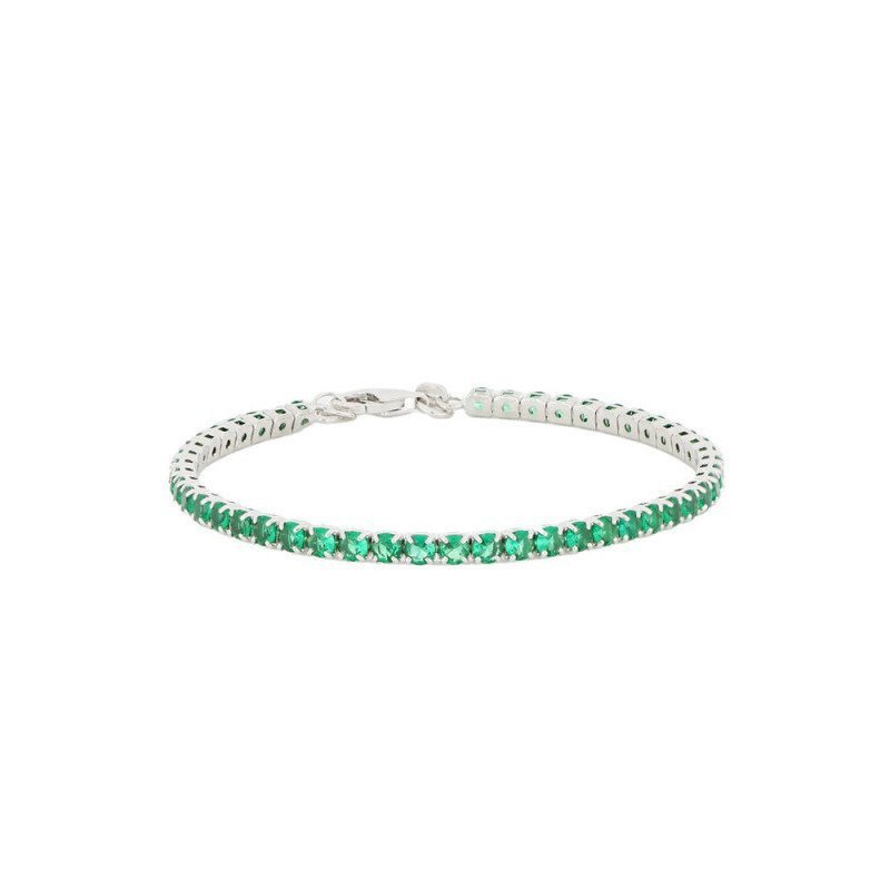 Bracciale argento 925 3,5 mm tennis verde - rodio - agbr116t5v