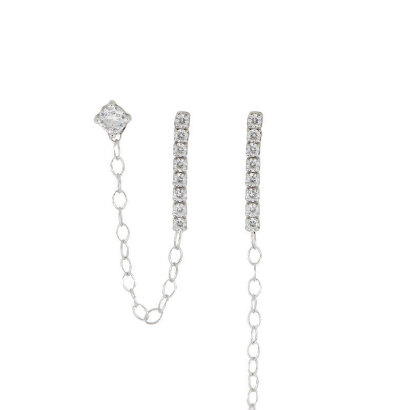 Doppio orecchino argento 925 tennis placcato bianco - rodio - agor117tpl1b Doppio orecchino argento 925 tennis placcato bianco - rodio - agor117tpl1b