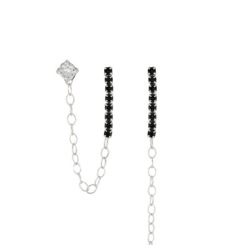 Doppio orecchino argento 925 tennis placcato nero - rodio - agor118tpl2n Doppio orecchino argento 925 tennis placcato nero - rodio - agor118tpl2n