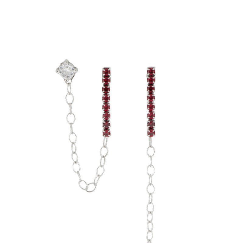 Doppio orecchino argento 925 tennis placcato rosso - rodio - agor121tpl5r Doppio orecchino argento 925 tennis placcato rosso - rodio - agor121tpl5r