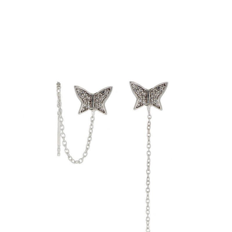 Orecchini argento 925 chiusura a clip Farfalla - rodio - agor124mdf1 Orecchini argento 925 chiusura a clip Farfalla - rodio - agor124mdf1