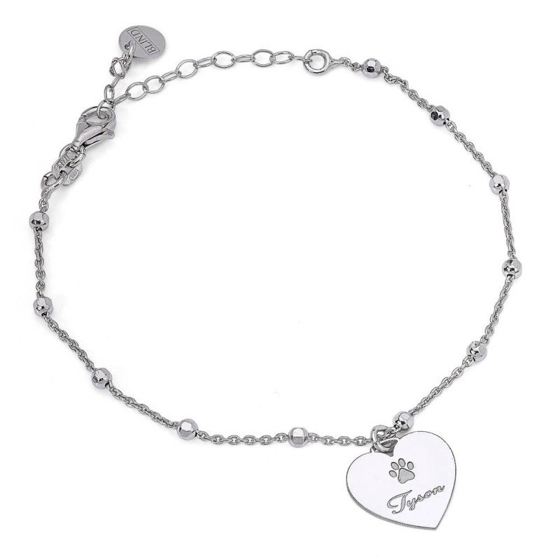 Bracciale in argento 925 cuore x nome amico 4 zampe - brd016