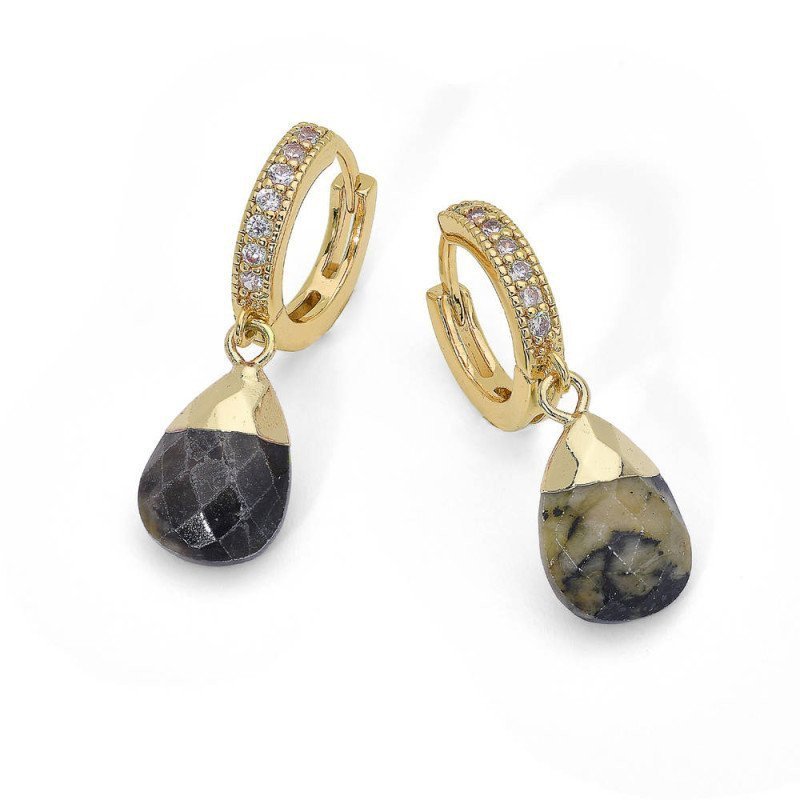 Orecchini placcato oro 18kt pietre occhio tigre bianco - dorato - orfant282gv Orecchini placcato oro 18kt pietre occhio tigre bianco - dorato - orfant282gv