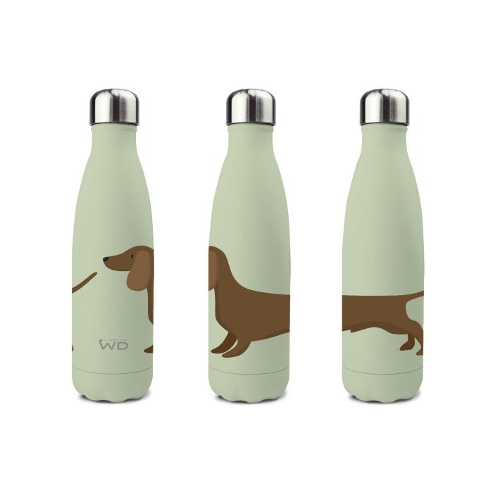 Bottiglia termica in acciao inox. Capacità 500 ml. Decoro cane. - wd365can2