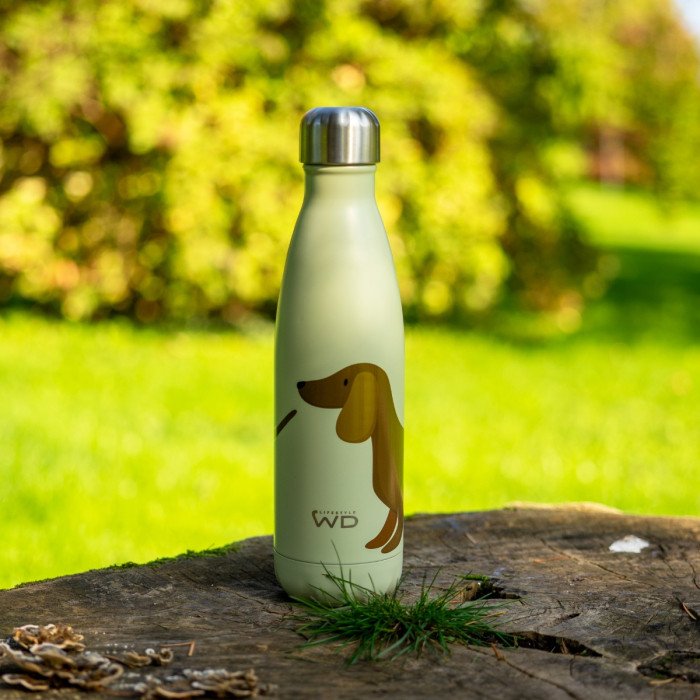 Bottiglia termica in acciao inox. Capacità 500 ml. Decoro cane. - wd365can2