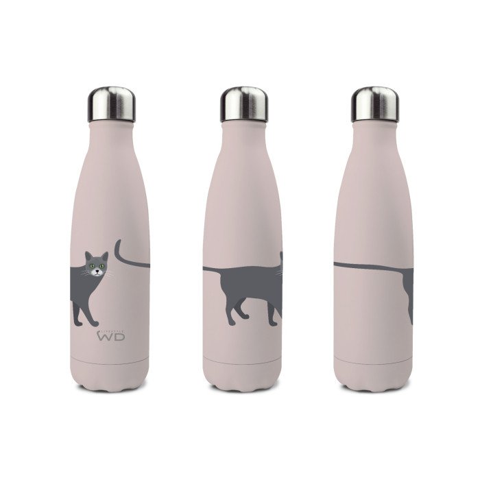 Bottiglia termica in acciao inox. Capacità 500 ml. Decoro gatto - wd365gat2
