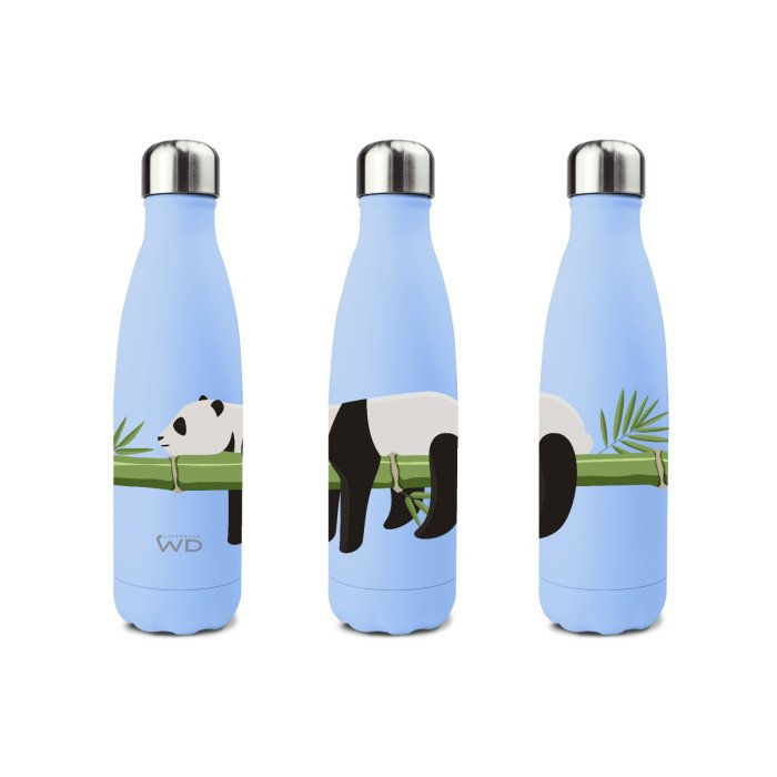 Bottiglia termica in acciao inox. Capacità 500 ml. Decoro panda. - wd365pan