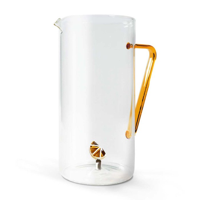 Caraffa in vetro borosilicato. Capacità 1,2 L.Decoro arancia. - wd564ara