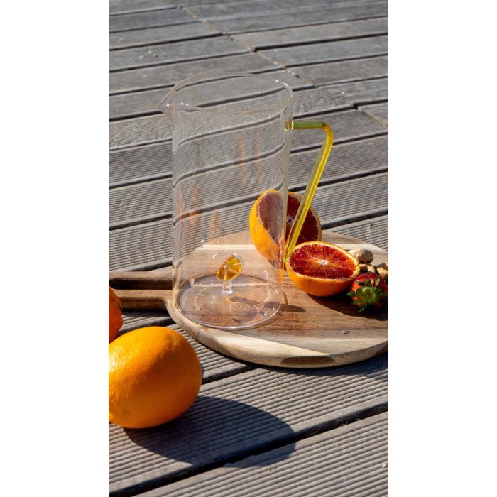 Caraffa in vetro borosilicato. Capacità 1,2 L.Decoro arancia. - wd564ara