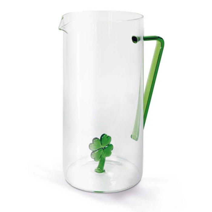 Caraffa in vetro borosilicato. Capacità 1.2 L. Decoro quadrifoglio. - wd564qua