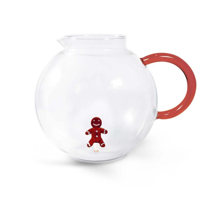 Brocca in vetro borosilicato. Capacità 1,7l.Decoro omino pan di zenzero - wd565pan