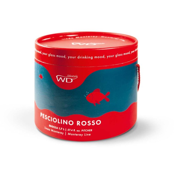 Brocca in vetro borosilicato. Capacità 1,7 L.Decoro pesciolino. - wd565pes