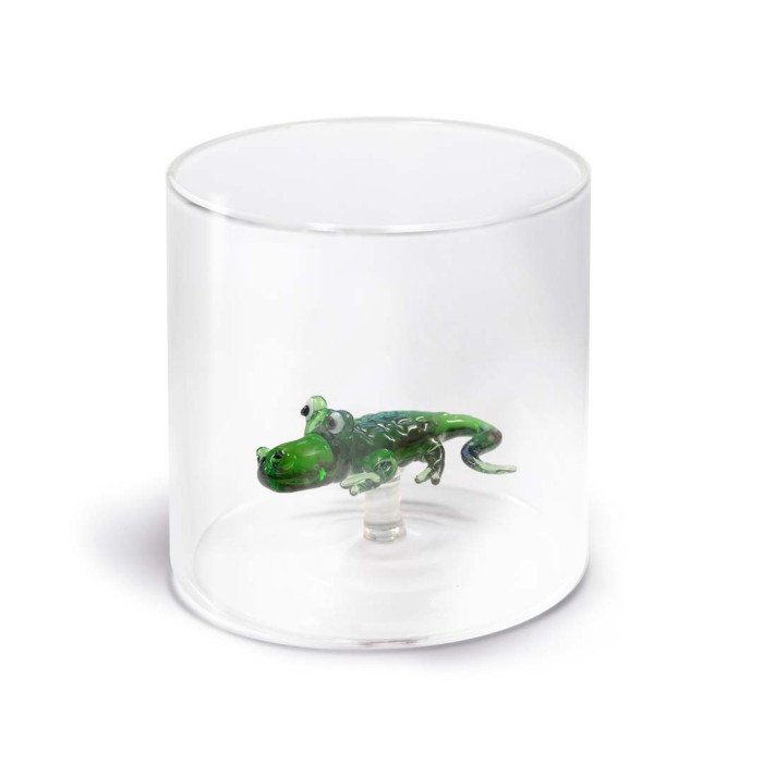 Bicchiere in vetro borosilicato. Capacità 250. Decoro Alligatore - wd566all