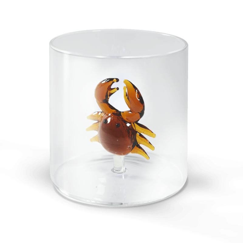 Bicchiere in vetro borosilicato. Capacit  250 ml. Decoro granchio. - wd566gra