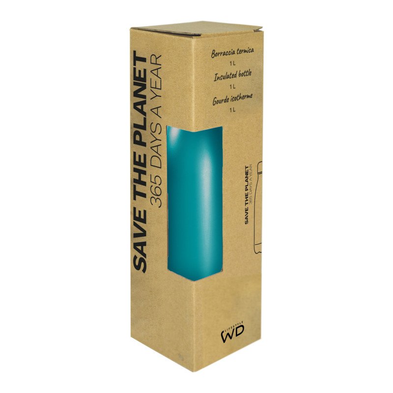Bottiglia termica in acciaio inox. Capacità 1 L. Colore verde. - wd575v