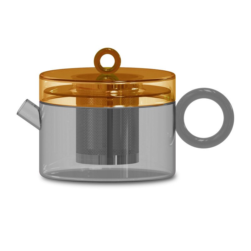 Teiera in vetro borosilicato con manico Colore Grigio Arancione - wd649g
