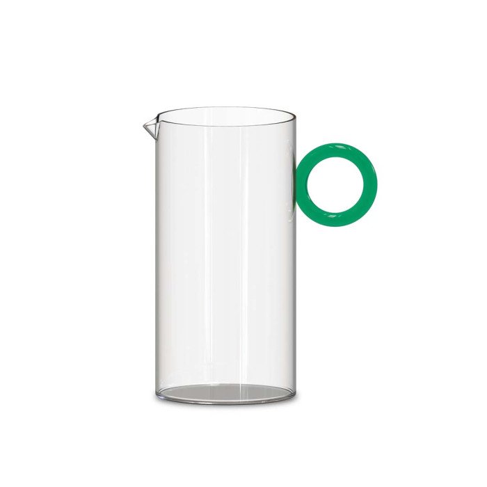 Caraffa in vetro borosilicato  con manico colorato ad anello. Capacità 1,2 L. Manico - wd650v