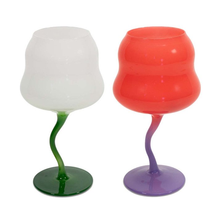 Set 2 calici cocktail. Capacità 450 ml. Colori Bianco e Verde, Rosa e Viola. - wd722a