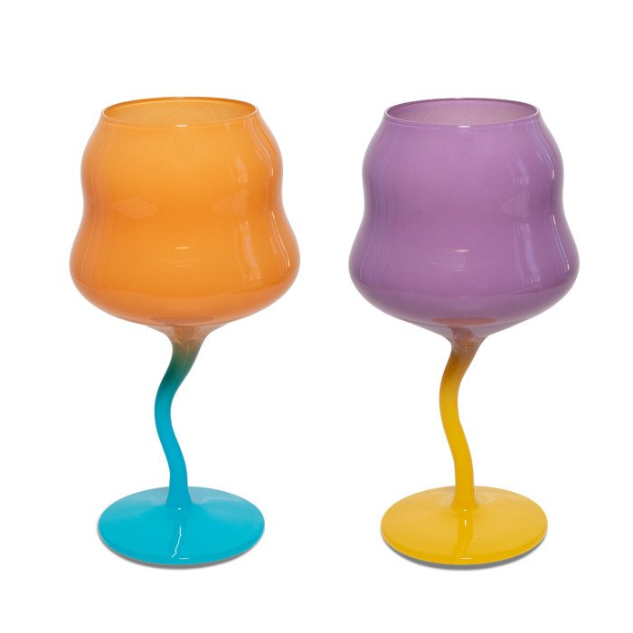 Set 2 calici cocktail. Capacità 450 ml. Arancione Azzurro , viola e giallo - wd722e