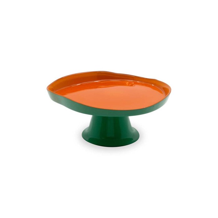 Alzatina in vetro. Diametro 18 cm. Colore Arancione Verde - wd736ar