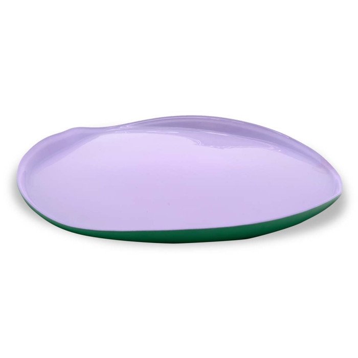 Piatto in vetro. Diametro 28 cm. Colore Lilla e Verde. - wd744li