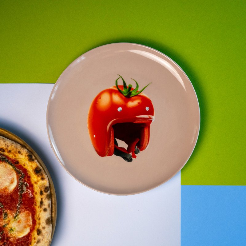 Piatto pizza 30,5cm. Decoro casco. - wd757cas