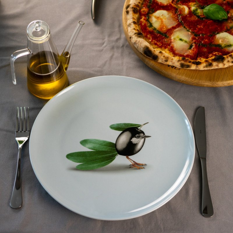 Piatto pizza 30,5cm. Decoro oliva. - wd757oli