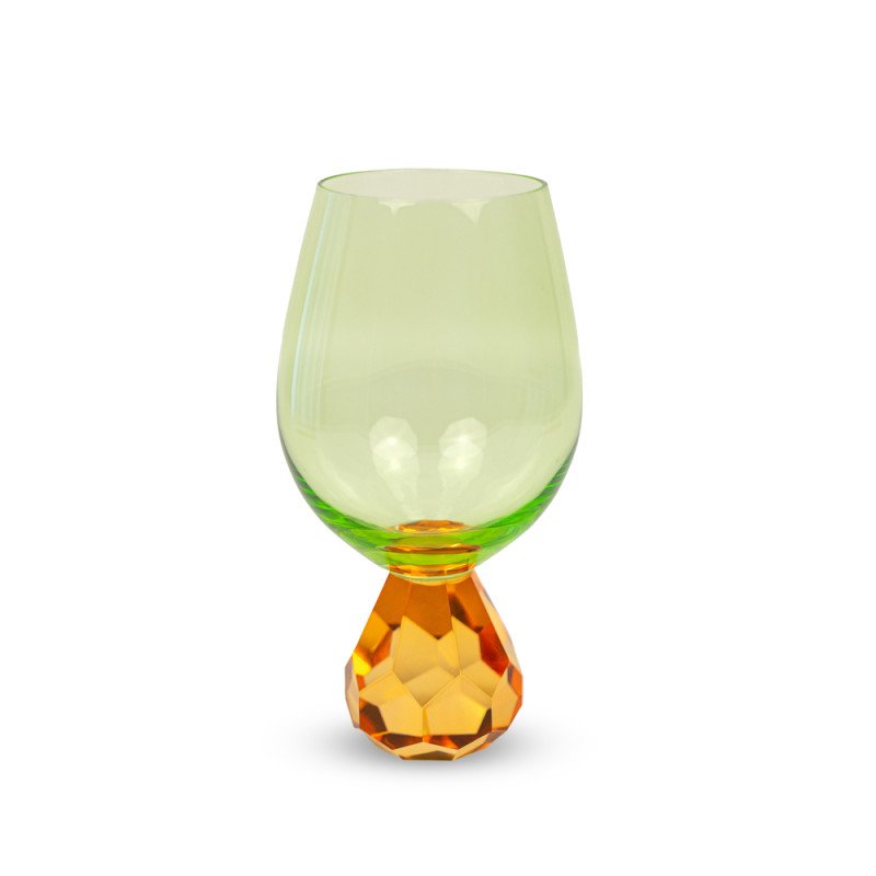 Bicchiere cocktail in vetro effetto diamante.Colore verde e arancio. - wd761ar
