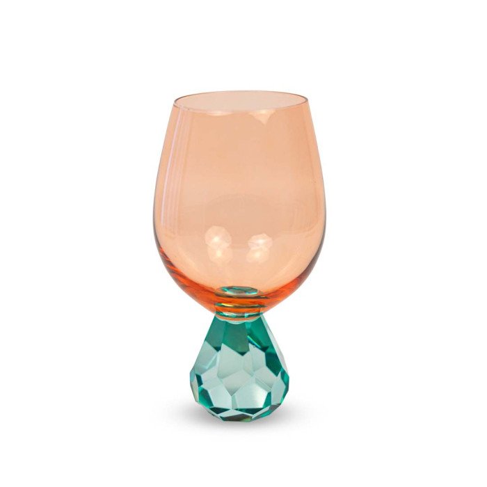 Bicchiere cocktail in vetro effetto diamante Colore pesca e azzurro - wd761az