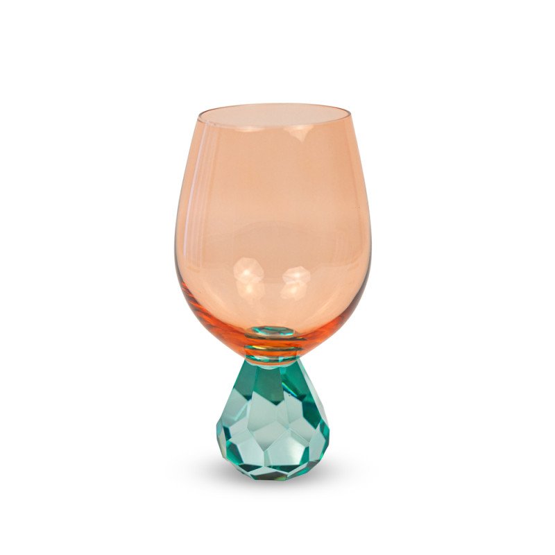 Bicchiere cocktail in vetro effetto diamante Colore pesca e azzurro - wd761az