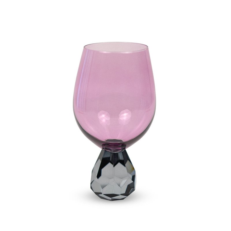 Bicchiere cocktail in vetro effetto diamante.Colore viola e grigio. - wd761g