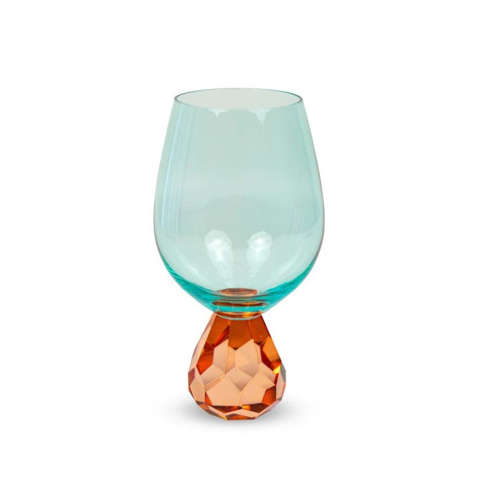 Bicchiere cocktail in vetro effetto diamante.Colore azzurro e pesca. - wd761pe