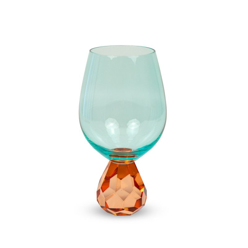Bicchiere cocktail in vetro effetto diamante.Colore azzurro e pesca. - wd761pe