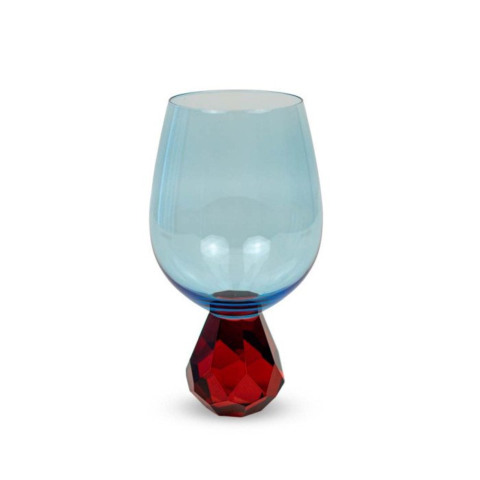 Bicchiere cocktail in vetro effetto diamante.Colore azzurro e rosso. - wd761r