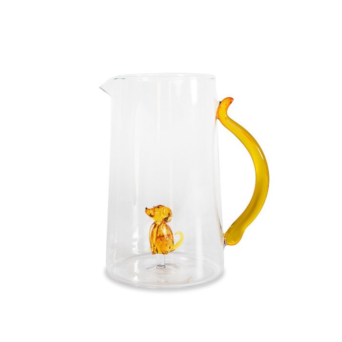 Caraffa in vetro borosilicato. Capacità 1,5 L.Decoro cane. - wd775can