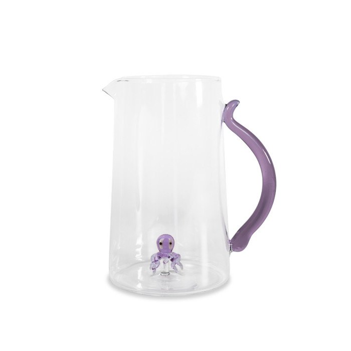 Caraffa in vetro borosilicato. Capacità 1,5 L. Decoro polipo. - wd775pol