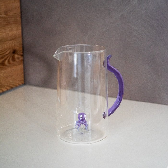 Caraffa in vetro borosilicato. Capacità 1,5 L. Decoro polipo. - wd775pol