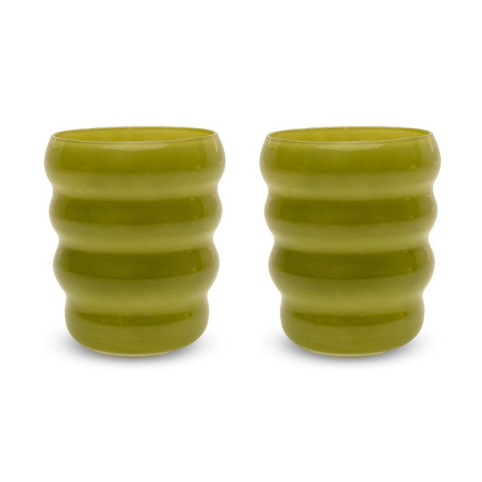 Set 2 bicchieri in vetro. Capacità 360 ml.Colore verde. - wd782v