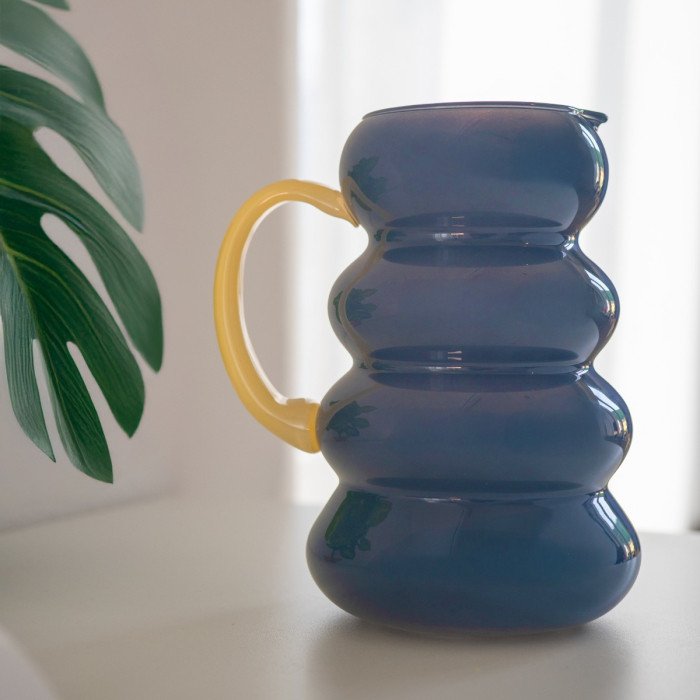 Brocca in vetro. Capacità 1,5 L. Colore blu. - wd783bl