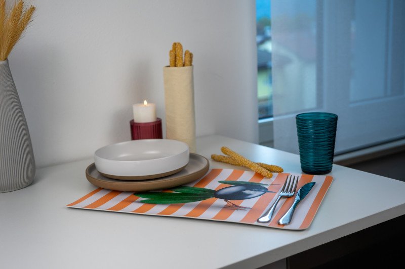 Tovaglietta double-face in PVC. Decoro Oliva. - wd784oli