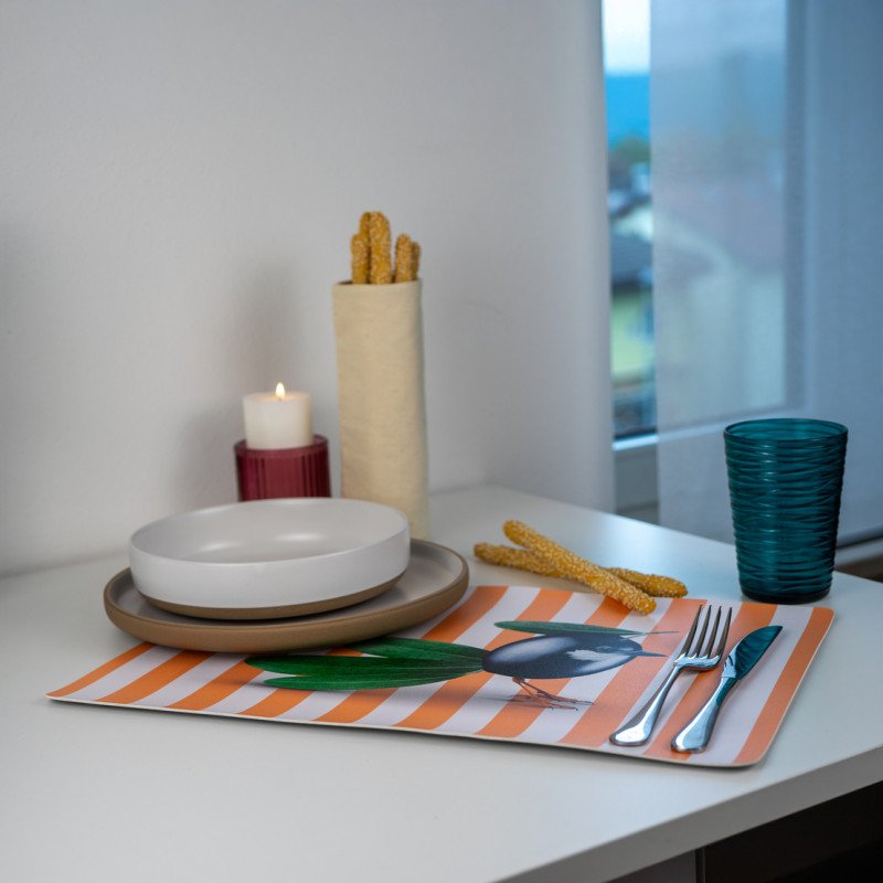 Tovaglietta double-face in PVC. Decoro Oliva. - wd784oli
